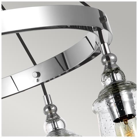 Lampadario Industrial Nordico Loras Acciaio Vetro 5 Luci E27 - Foto 2