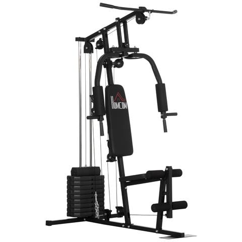 Stazione Fitness Con Pesi Da 45kg Per Allenamento A Casa, 135x103x210cm, Nero - Foto 1