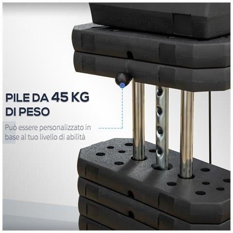 Stazione Fitness Con Pesi Da 45kg Per Allenamento A Casa, 135x103x210cm, Nero - Foto 2