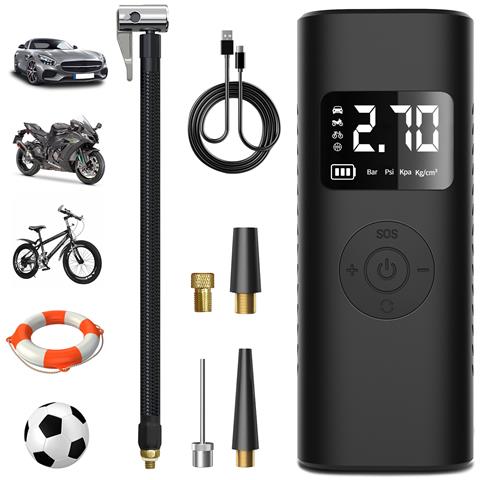 Mini Compressore Aria Portatile Auto 7800mah, 150psi Gonfiatore Bici Elettrico, Auto, Moto, Monopattino, Palloni - Foto 1