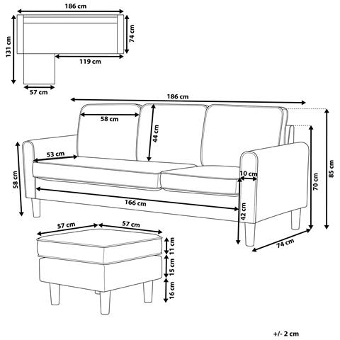 Divano 3 Posti Avesta Bouclé Bianco Con Ottomana - Foto 7