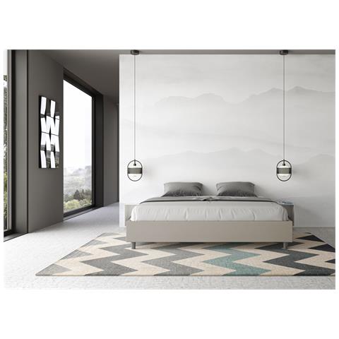 Letto Sommier Contenitore Imbottito 200x210  Similpelle Tortora Azelia - Foto 2