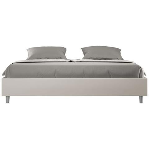 Letto Sommier Contenitore Imbottito 200x210  Similpelle Tortora Azelia - Foto 1
