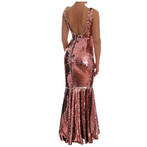 Abito Da Sera In Cristallo Con Paillettes Rosa - It40-s - Foto 4