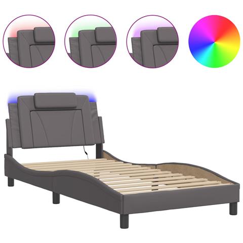 Giroletto con Luci LED Grigio 100x200 cm in Similpelle - Foto 1