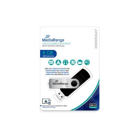 MR930-2 unità flash USB 8 GB USB Type-A / Micro-USB 2.0 Nero, Argento - Foto 1