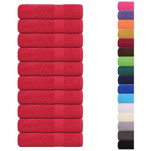 Asciugamani Da Bagno 10 Pz Rossi 100x150cm 360 G/m 100% Cotone - Foto 2