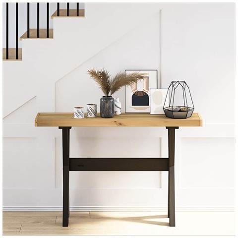 Tavolo Consolle Noain Gambe Forma X 120x30x75 Cm Legno Massello - Foto 2
