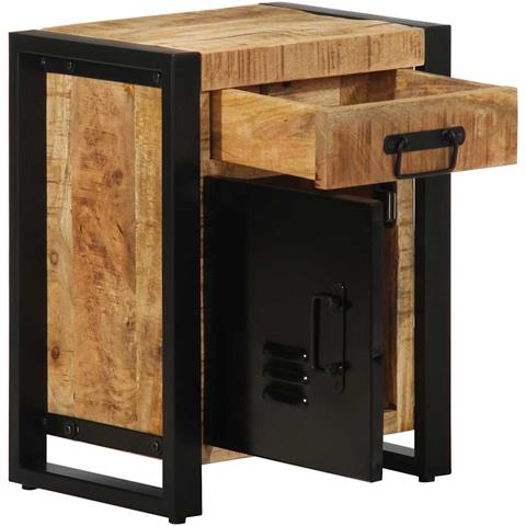 Comodini 2 Pz In Legno Massello Di Mango Grezzo - Foto 3