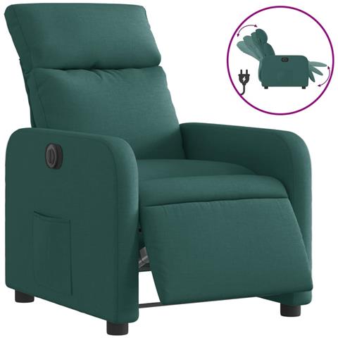 Poltrona Elettrica Reclinabile Verde Scuro In Tessuto - Foto 2