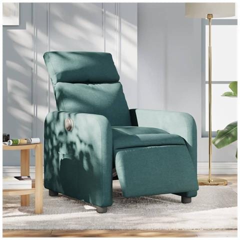 Poltrona Elettrica Reclinabile Verde Scuro In Tessuto - Foto 1