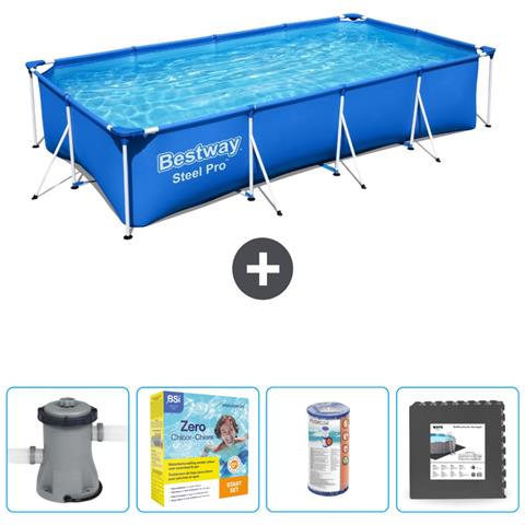 Piscina Fuori Terra - Rettangolo - 400x211x81 Cm - Blu - Include Accessori Coordinati Cb18 - Foto 1