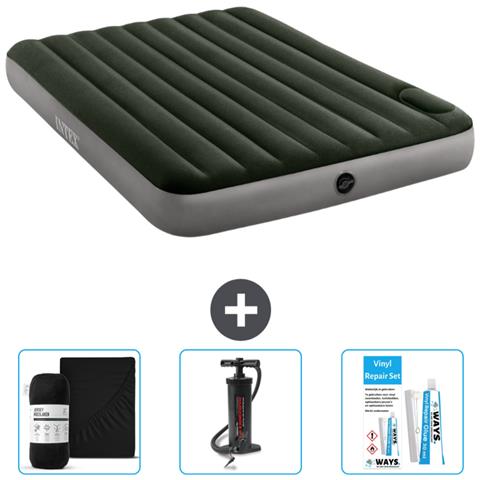 Set Materassino Gonfiabile - 203x152x25 Cm - Verde - Include Accessori Coordinati Cb7 - Foto 1