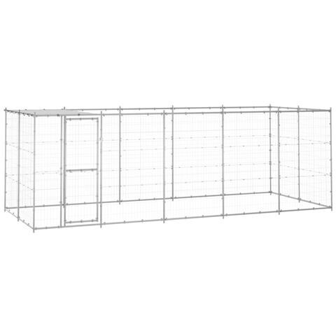 Gabbia Per Cani Da Esterno In Acciaio Zincato Con Tetto 12,1 M² - Foto 2