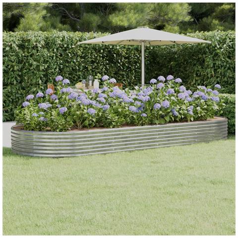 Letto Giardino Acciaio Verniciato Polvere 373x140x36 Cm Argento - Foto 6