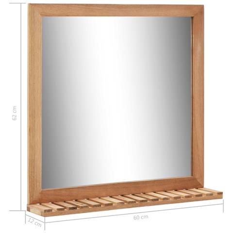 Specchio Da Bagno 60x12x62 Cm In Legno Massello Di Noce - Foto 7