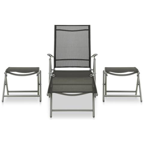 Lusso Casadino - Set Divani Da Giardino 3 Pz In Textilene E Alluminio Argento - Foto 1