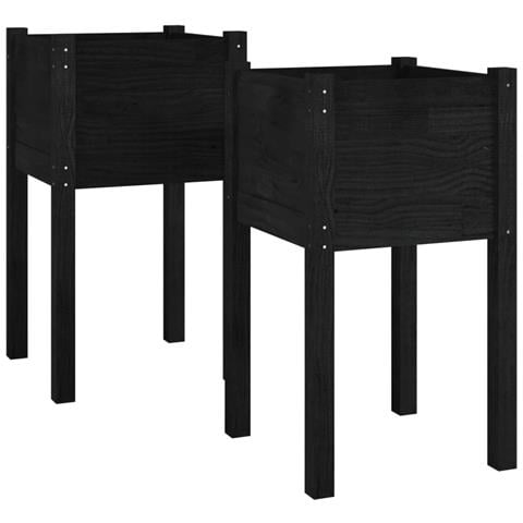 Lusso Casadino -  Fioriere Da Giardino 2 Pz Nere 40x40x70 Cm In Legno Di Pino - Foto 1