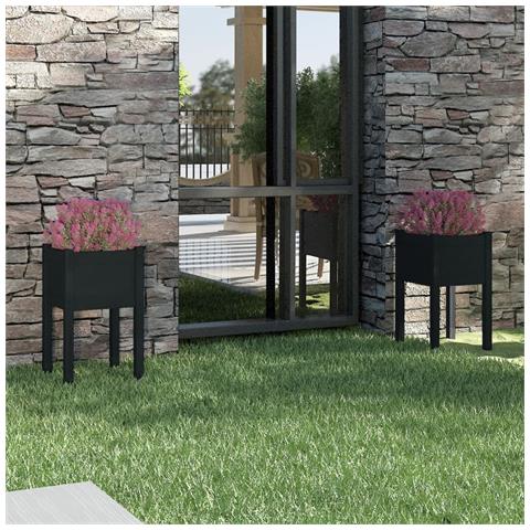 Lusso Casadino -  Fioriere Da Giardino 2 Pz Nere 40x40x70 Cm In Legno Di Pino - Foto 8