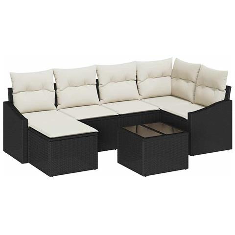 Set di divani da giardino a 6 pezzi con cuscini in polyrattan marrone - Foto 1