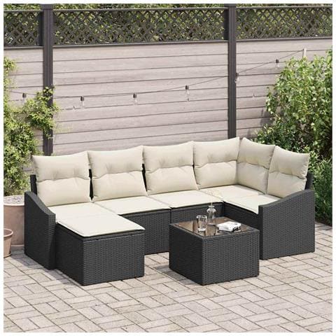 Set di divani da giardino a 6 pezzi con cuscini in polyrattan marrone - Foto 2