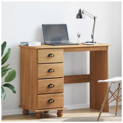 Scrivania 'ASKIM'con cassetti 95x40x75 cm in legno massello di pino - Foto 2