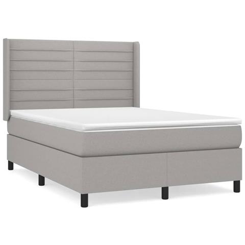 Giroletto a Molle con Materasso Grigio Chiaro 140x200cm Tessuto - Foto 1
