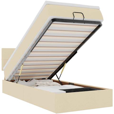 Pouf Letto con Materasso Crema 100x200 cm in Tessuto - Foto 1