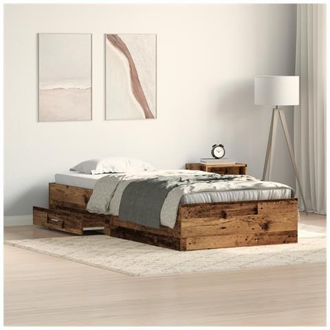 Struttura Letto Legno Vecchio 90x200 cm Legno Ingegnerizzato - Foto 2