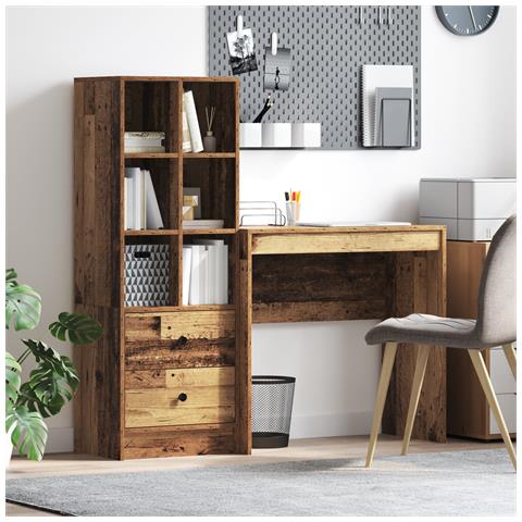 Scrivania con stoccaggio Legno riciclato Legno ingegnerizzato - Foto 2