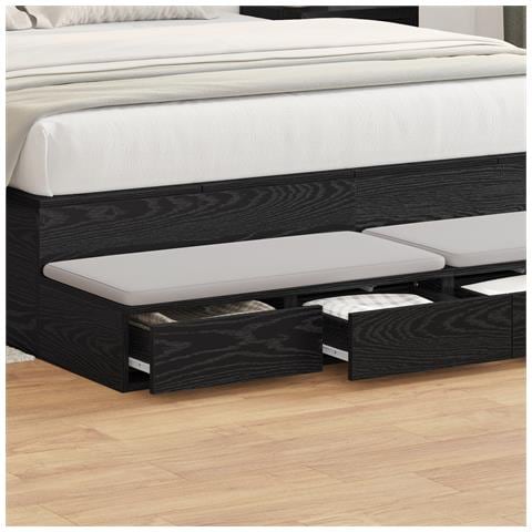 Cassetti per letto  neri 140x36,5x16,5 cm in legno ingegnerizzato - Foto 2