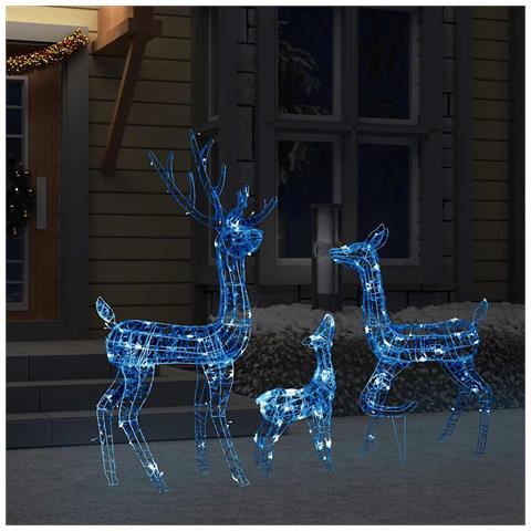Famiglia Di Renne Di Natale 300 Led Blu In Acrilico - Foto 2