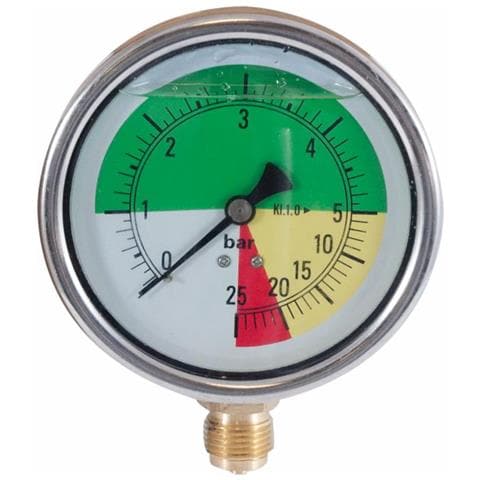 Manometro Isometrico Alla Glicerina Con Cassa In Acciaio Inox Scala 0-5/25 Bar - Foto 1