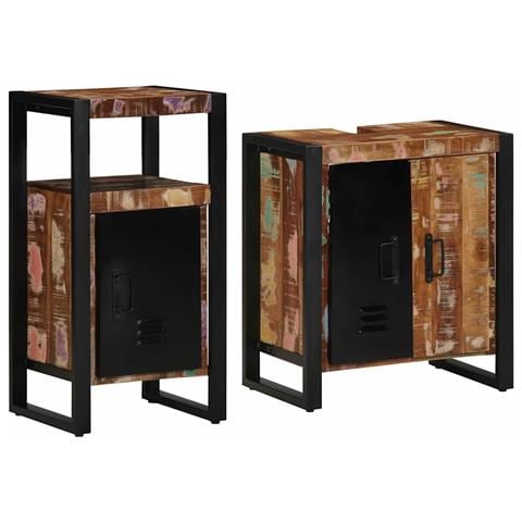 Set di mobili per il bagno 2 pcs legno massello di riciclo - Foto 1