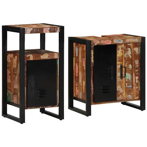 Set di mobili per il bagno 2 pcs legno massello di riciclo - Foto 2