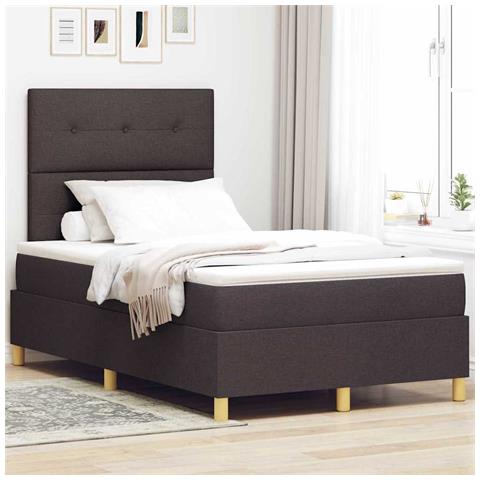 Letto a molle con materasso Marrone Scuro 120 x 190 cm Tessuto - Foto 2