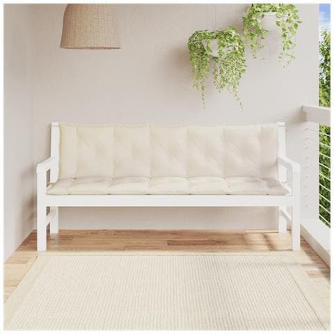 Cuscini Panca Giardino 2pz Bianco Crema 180x50x7 Tessuto Oxford - Foto 2