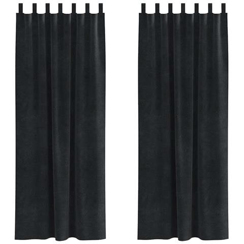 Tende con tende 2 pcs Nero 140 x 225 cm Velluto - Foto 1