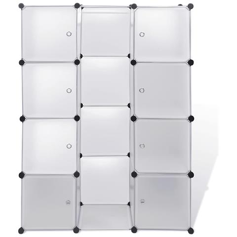Lusso Casadino -  Armadio Modulare Con 9 Scomparti 109x36,5x143 Cm Bianco - Foto 2