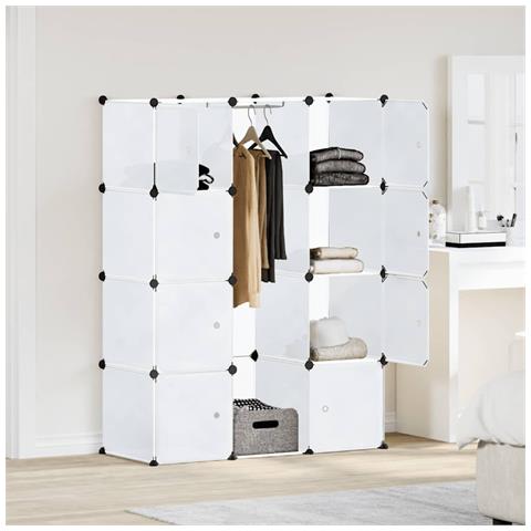 Lusso Casadino -  Armadio Modulare Con 9 Scomparti 109x36,5x143 Cm Bianco - Foto 8