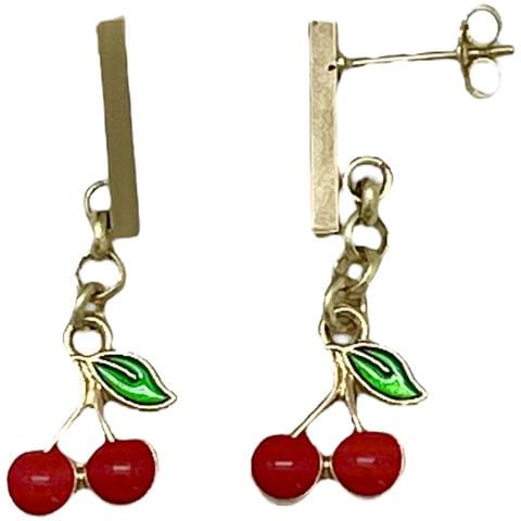 Ciondolo Ciliegia In Ottone Placcato Oro E Rosso - Foto 2