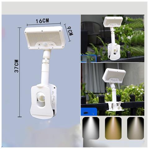 Luce Solare Da Giardino Con Clip, Sensore Di Movimento E 3 Temperature Di Colore White - Foto 1