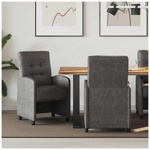 Sedie da Pranzo con Ruote con ruote 2 pcs Nero 57 x 67 x 98 cm - Foto 2