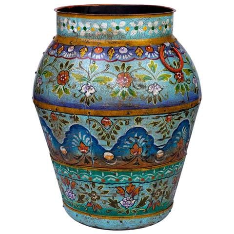 Vaso In Metallo Dipinto A Mano 40x40x57h Cm - Foto 1