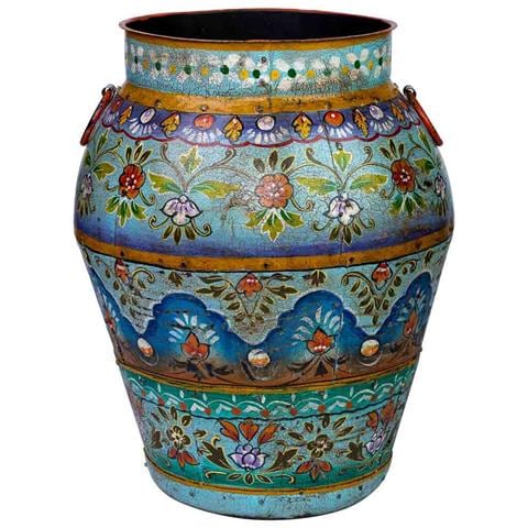 Vaso In Metallo Dipinto A Mano 40x40x57h Cm - Foto 2