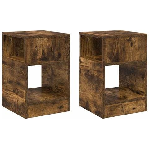 Tavolino 2 pcs Rovere fumé 30,5 x 30 x 45 cm Legno multistrato - Foto 1