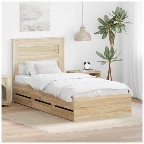 Struttura del letto con cassetto Rovere Sonoma 75 x 190 cm - Foto 2