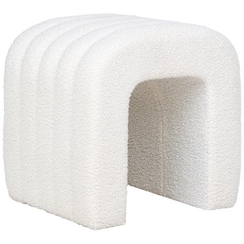 Pouf Colma In Bouclé Bianco Forma Arcata 42x41x36 Cm - Foto 1