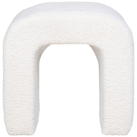 Pouf Colma In Bouclé Bianco Forma Arcata 42x41x36 Cm - Foto 2