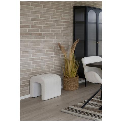 Pouf Colma In Bouclé Bianco Forma Arcata 42x41x36 Cm - Foto 5